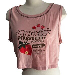 Shein Curve Angel's Strawberry Crop Top Shirt Sz 3XL (Fits like XL -2X) Womens P
